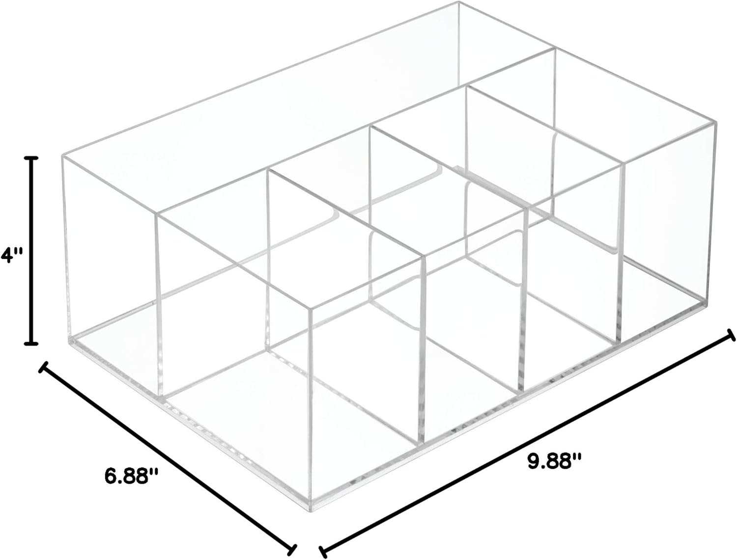 iDesign 5 Compartment Plastic Bathroom Storage Organizer, The Clarity Collection – 9.88” x 6.88” x 4”, Clear - Image 7