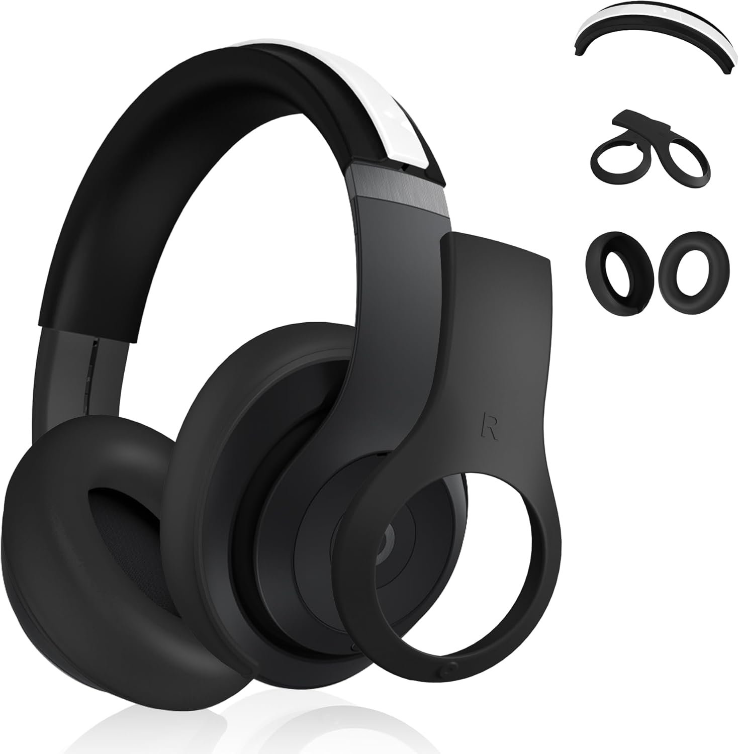 【3 in 1】 Silicone Case for Beats Studio Pro, Anti-Scratch Ear Pad Case Cover/Shell Cover/Headband Cover for Beats Studio Pro, Accessories Soft Silicone Skin Protector for Beats Studio Pro (Black) - Image 2