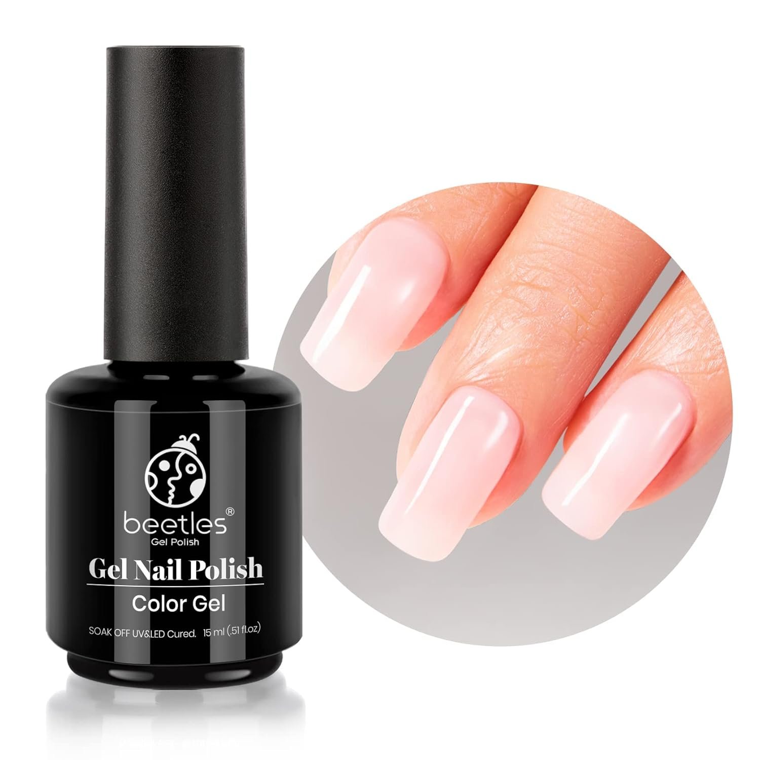 Beetles Neutral Gel Nail Polish 15ml Nude Pink Polish Set Pink Jelly Soak Off U V LED Nail Lamp Translucent Nail Art Gel - Image 2