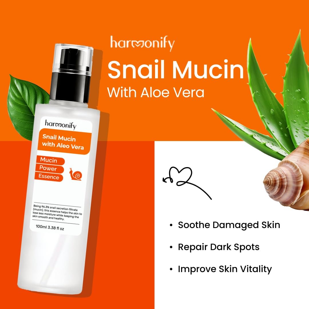 Snail Mucin Serum for Face with Aloe Vera, 96,3% Snail Secretion Filtrate Repairing Essence, Korean Skin Care Hydrating Facial Serum, Personal & Skin Care, 3.38 fl.oz - Image 6
