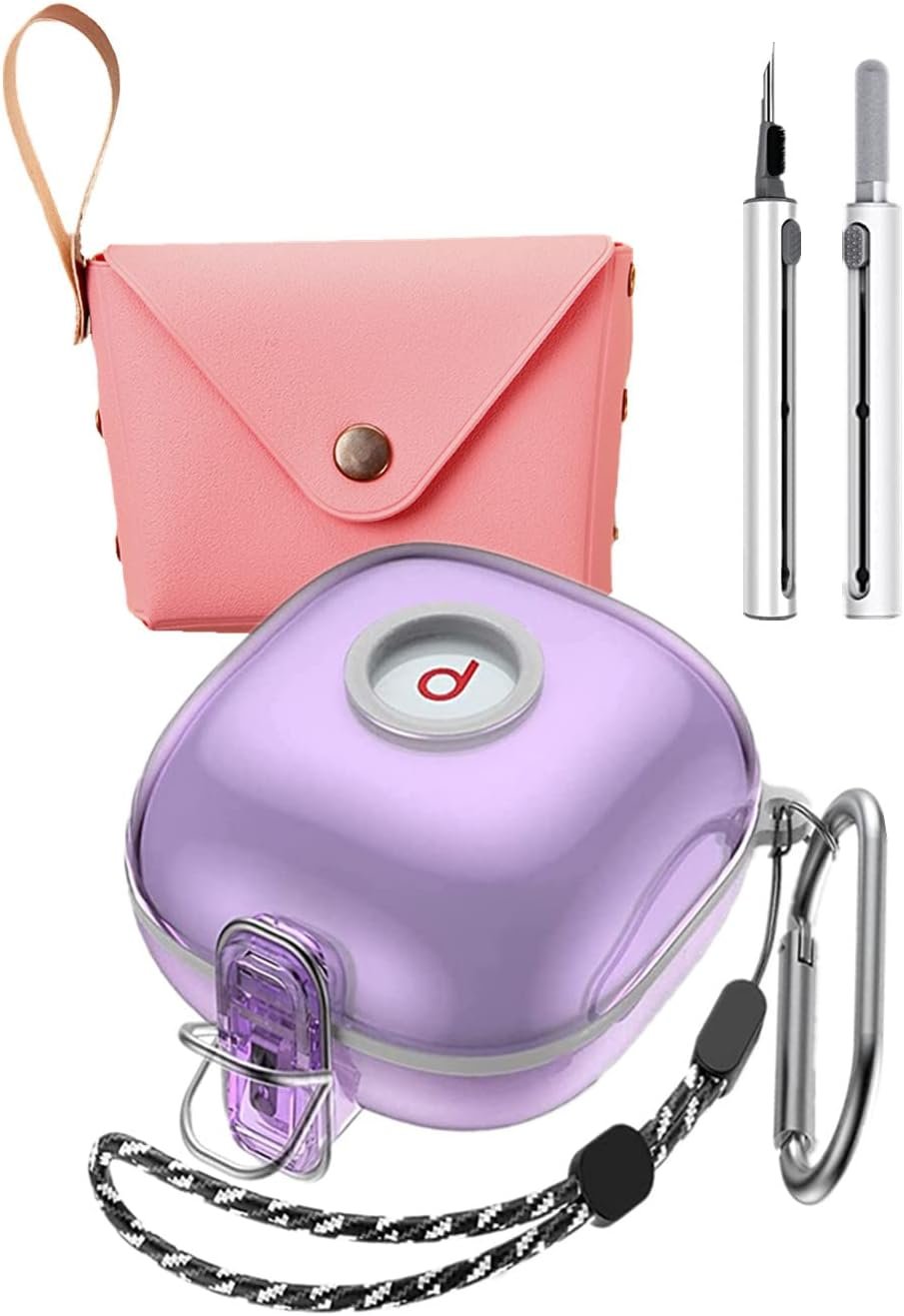 Case for Beats Fit Pro Cover with Secure Lock, Clear Soft TPU Shockproof Protective Cover for FitPro with Lanyard/Keychain/Coin Purse/Cleaning kit for Fit Pro Earbuds Charging Case Women (Purple) - Image 2