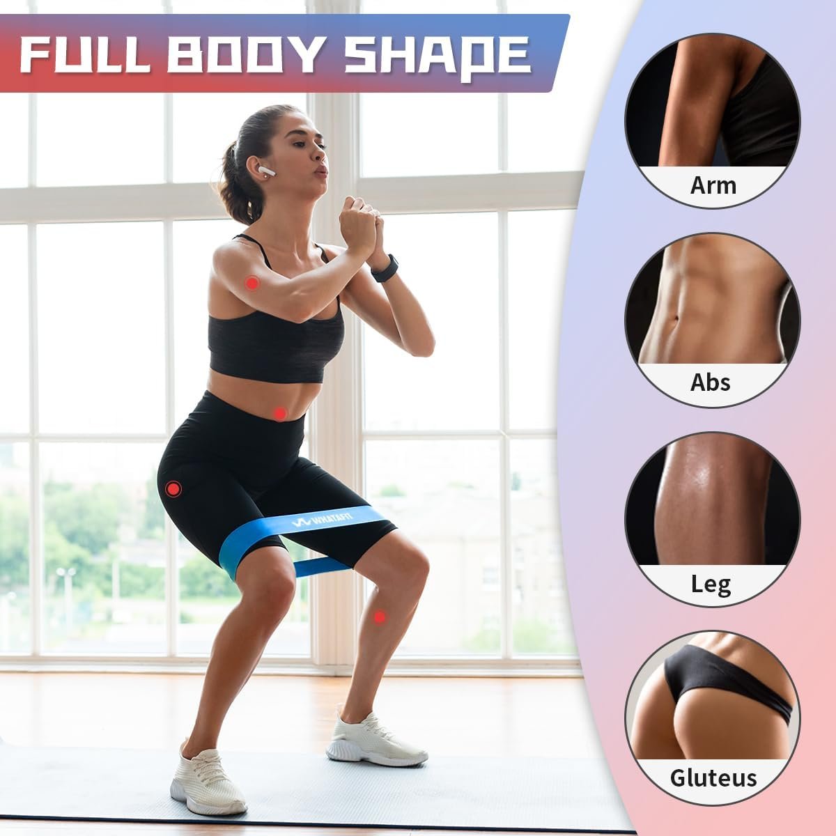 WHATAFIT Resistance Loop Exercise Bands, Latex Elastic Workout Bands for Men and Women, for Home Fitness, Stretching, Strength Training, Physical Therapy - Image 3