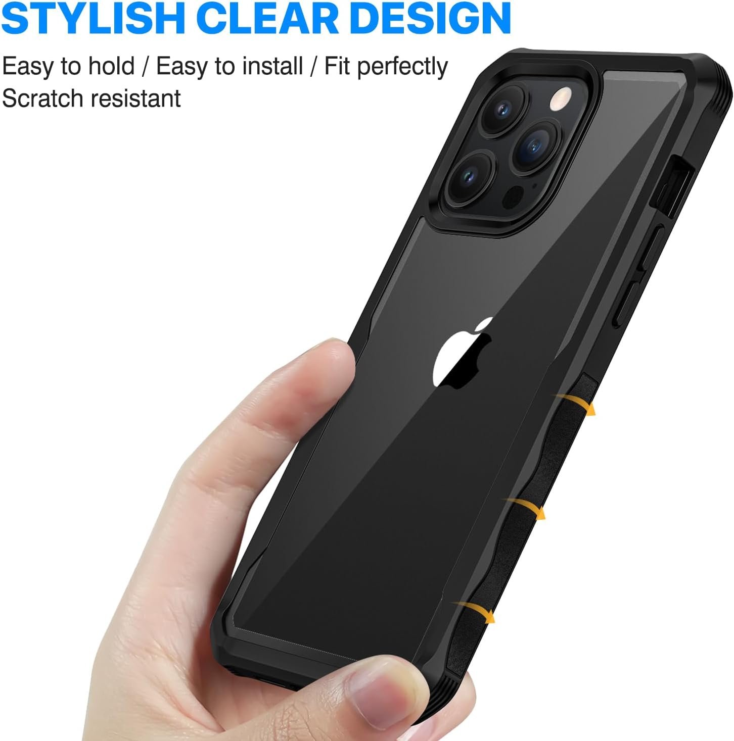 CENHUFO for iPhone 15 Pro Max Case, Privacy Phone Cover with Built-in Anti Peep Tempered Glass Privacy Screen Protector and Camera Protective, Full Body Shockproof Spy Clear Double Bumper - Black - Image 8