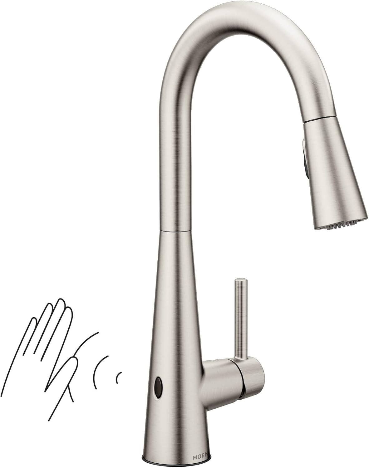 Moen Sleek Spot Resist Stainless Motionsense Wave Sensor Touchless One-Handle High Arc Pulldown Modern Kitchen Faucet Featuring Power Clean, 7864EWSRS - Image 2