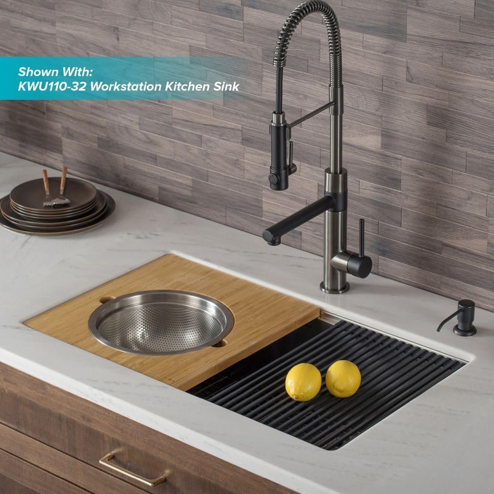 KRAUS Artec Pro (1 st Gen) Commercial Style Pre-Rinse Single Handle Kitchen Faucet (No Pull Down) with Pot Filler in Matte Black/Black Stainless Steel, KPF-1603MBSB - Image 7