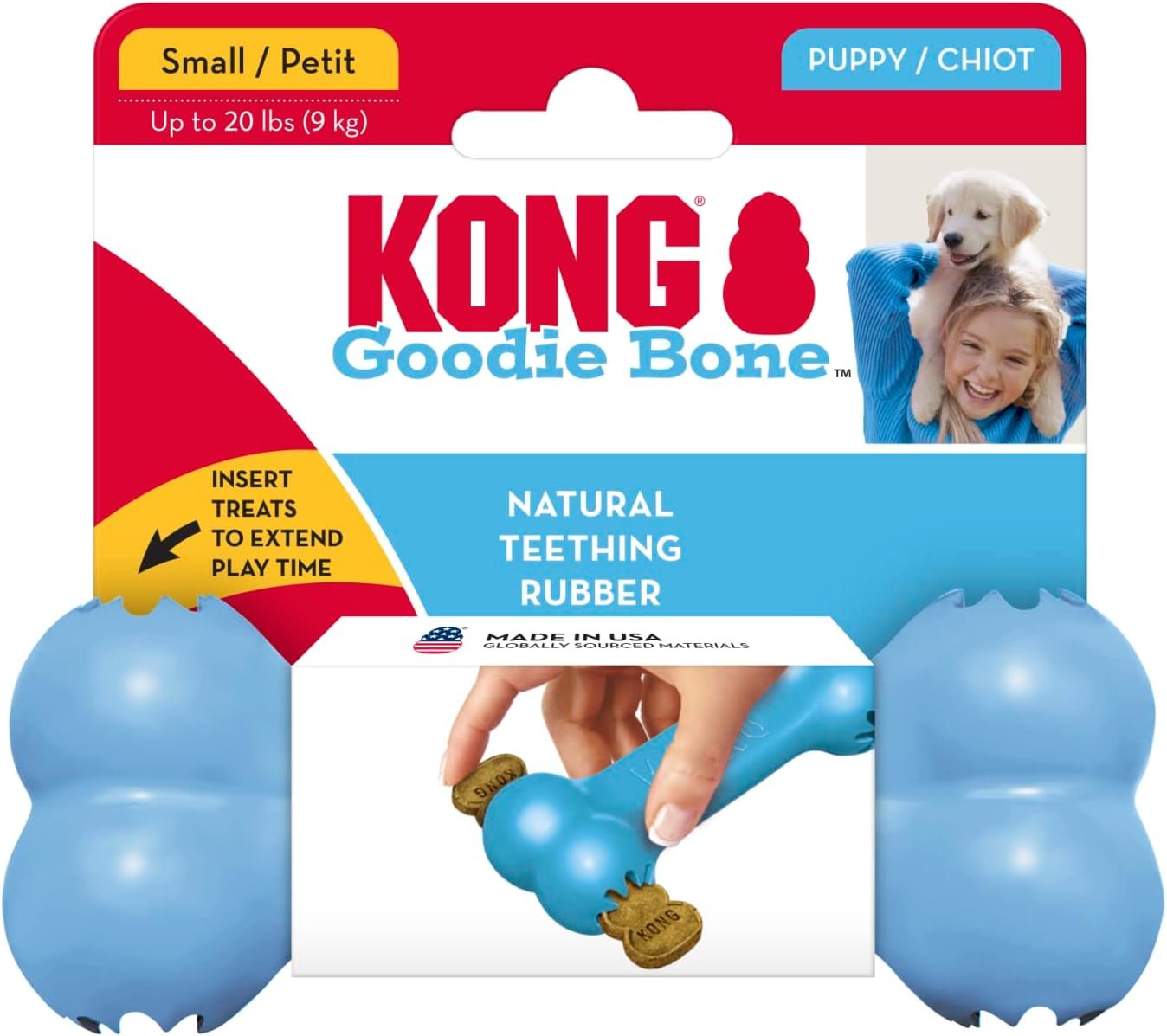 KONG - Puppy Goodie Bone - Teething Rubber, Treat Dispensing Dog Toy - for Small Puppies - Blue - Image 4