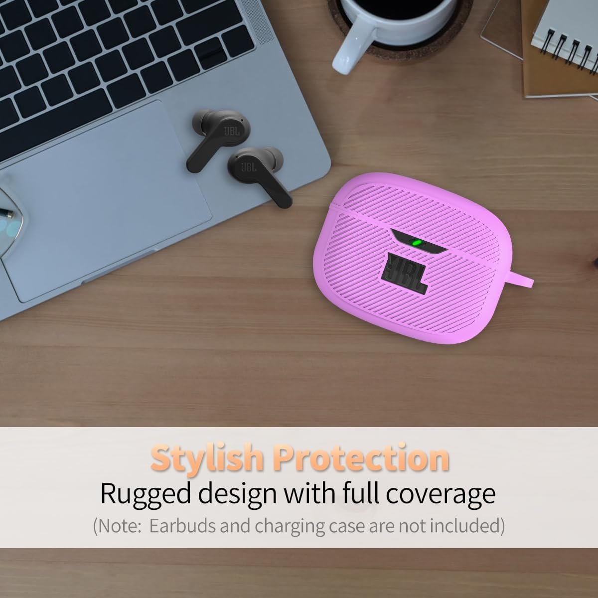 for JBL Vibe 200TWS/JBL Vibe Beam Case Cover, Silicone Protective Shock Cover Compatible with JBL Vibe 200TWS & JBL Vibe Beam True Wireless Headphones Charging Case with Carabiner(Purple) - Image 8