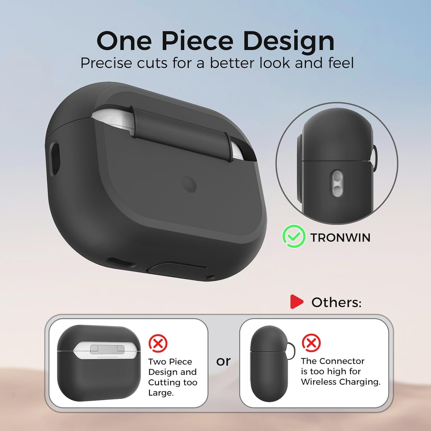 AirPods Pro 2nd Generation Case with Lock, One Piece Design AirPods Pro Case (2nd/1st gen), Soft Silicone Full Protective Cover with Easy Open/Close Lock for Women/Men (Black) - Image 6