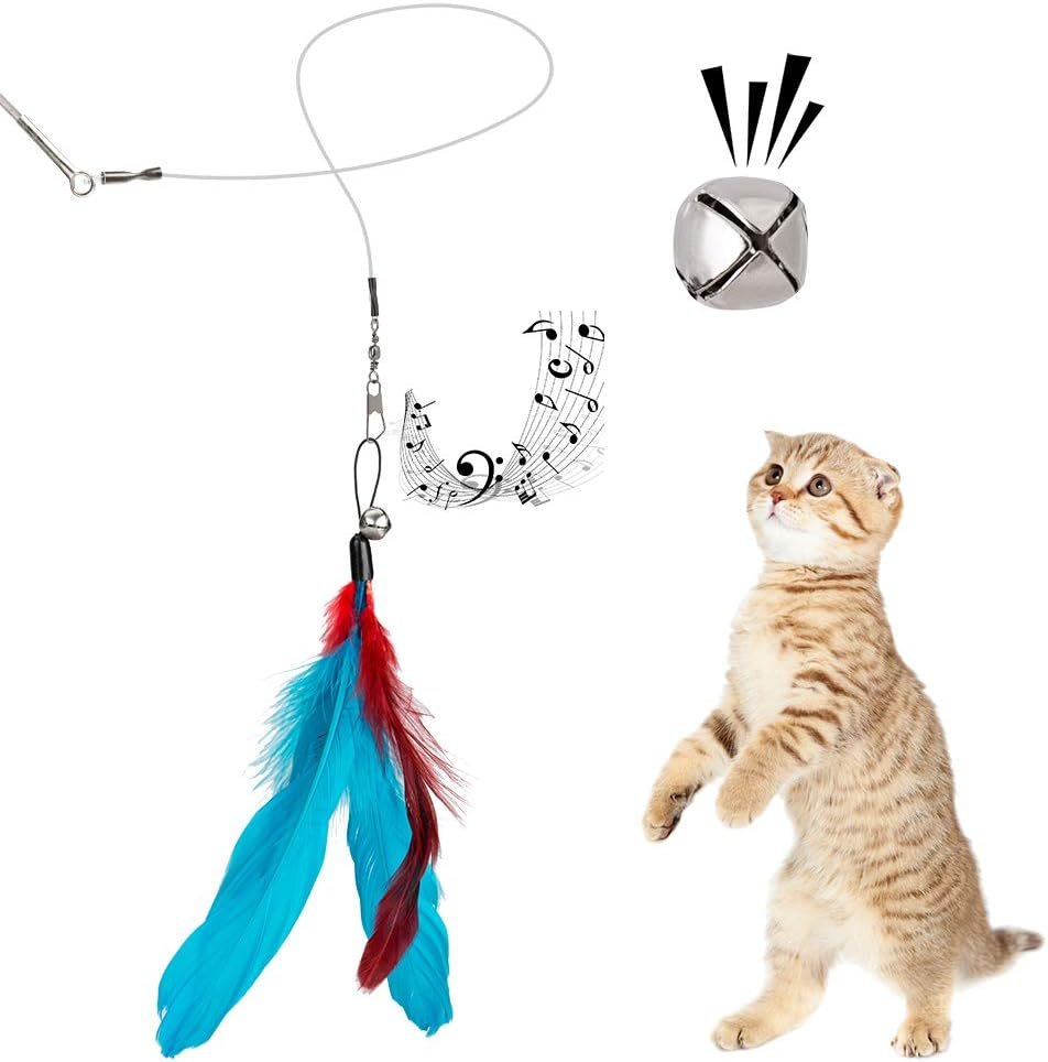 Cat Toys Feather Toy, 2PCS Retractable Wand and 10PCS Replacement Teaser with Bell Refills, Interactive Catcher and Funny Exercise for Kitten. - Image 4