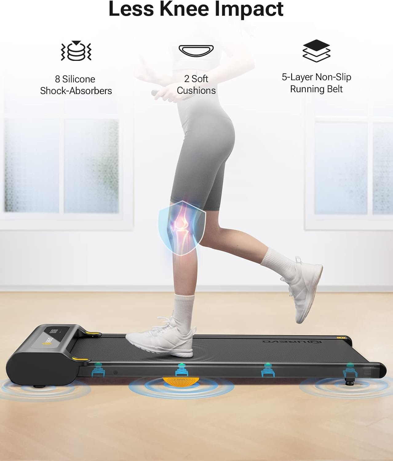 UREVO Under Desk Treadmill, Walking Pad Treadmills for Home, Portable Walking Treadmill 2.25HP, Walking Jogging Machine with 265 lbs Weight Capacity Remote Control LED Display - Image 3