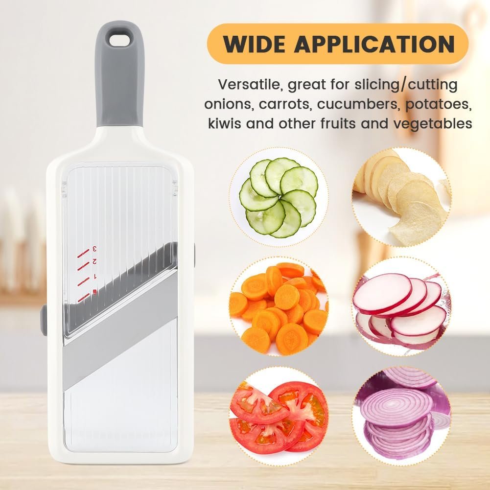 Multi Handheld Mandoline Slicer with Adjustable Stainless Steel Blade - Vegetable Grater Cucumber Slicer - Cheese Grater - Image 7