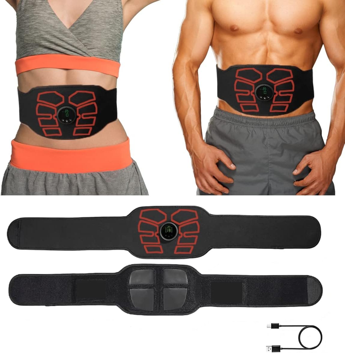 EMS Muscle Stimulator, ABS Stimulator, Abdominal Toning Belt Home Office Fitness Workout Equipment for Abdomen - Image 2