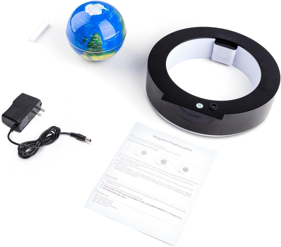 Senders Floating Globe with LED Lights Magnetic Levitation Floating Globe World Map for Desk Decoration (Blue) - Image 9