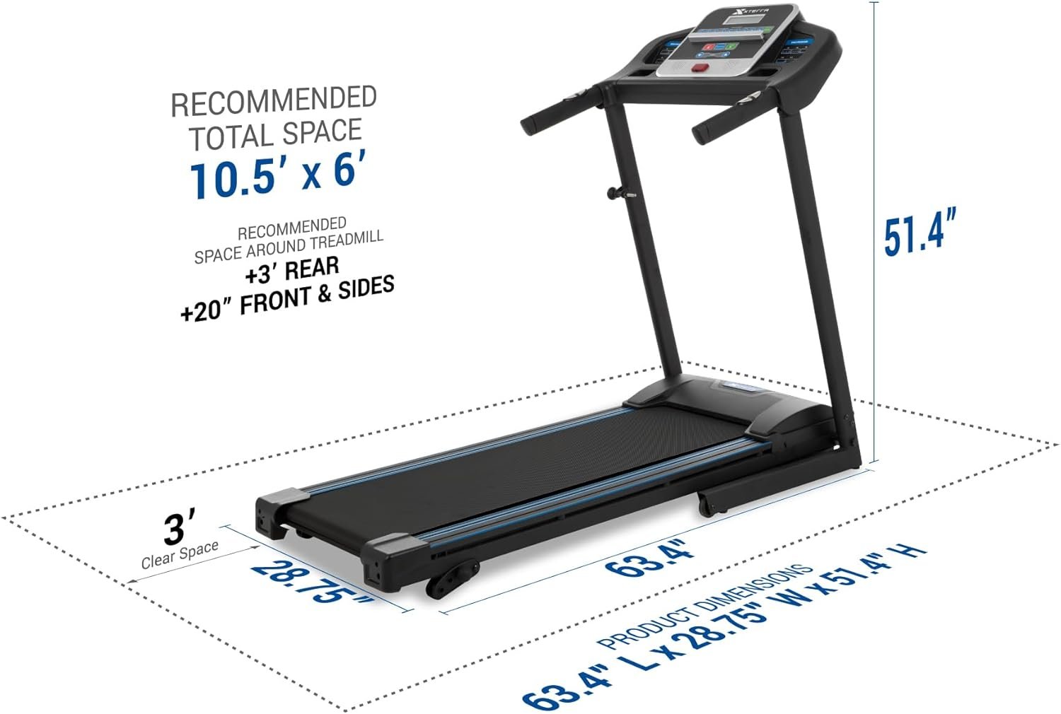 XTERRA Fitness Premium Folding Smart Treadmill, Compact Design, 250+ LB Weight Capacity, Powerful Motor, XTERRA+ Fitness App Included with Purchase - Image 10