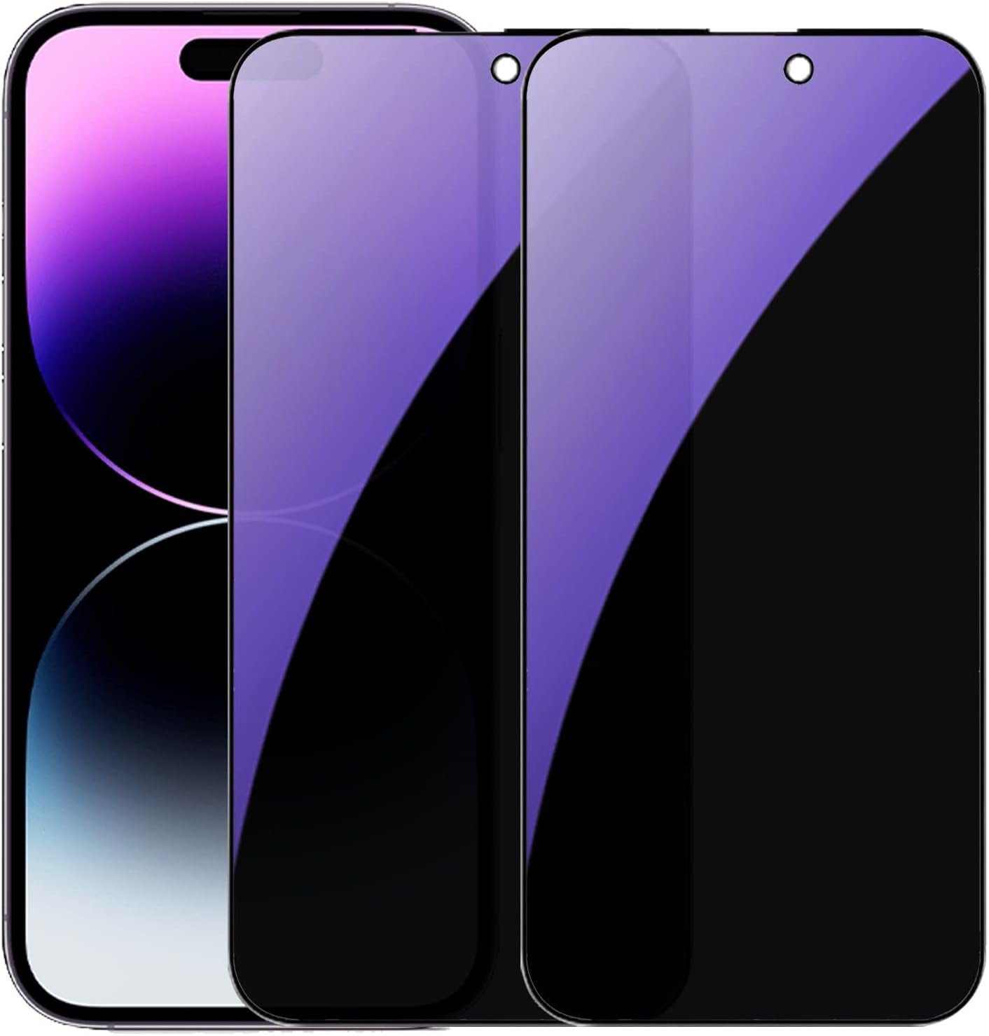 2 Pack Anti-Blue Privacy Tempered Glass Suit for iPhone 14 Pro Anti-Spy Screen Protector Anti-Peeping Film 9H Hardness Anti-scratch Full Covered 6.1 inch (Blue) - Image 10