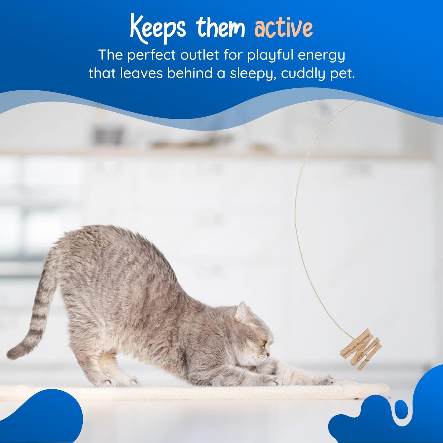 Cat Dancer Interactive Cat Toy - Fun and Fitness for Your Furry Friend - Engaging Paper Roll Attached with 30 Inches Flexible Spring Steel Wire for Playful Cats – 3 Pack - Image 6