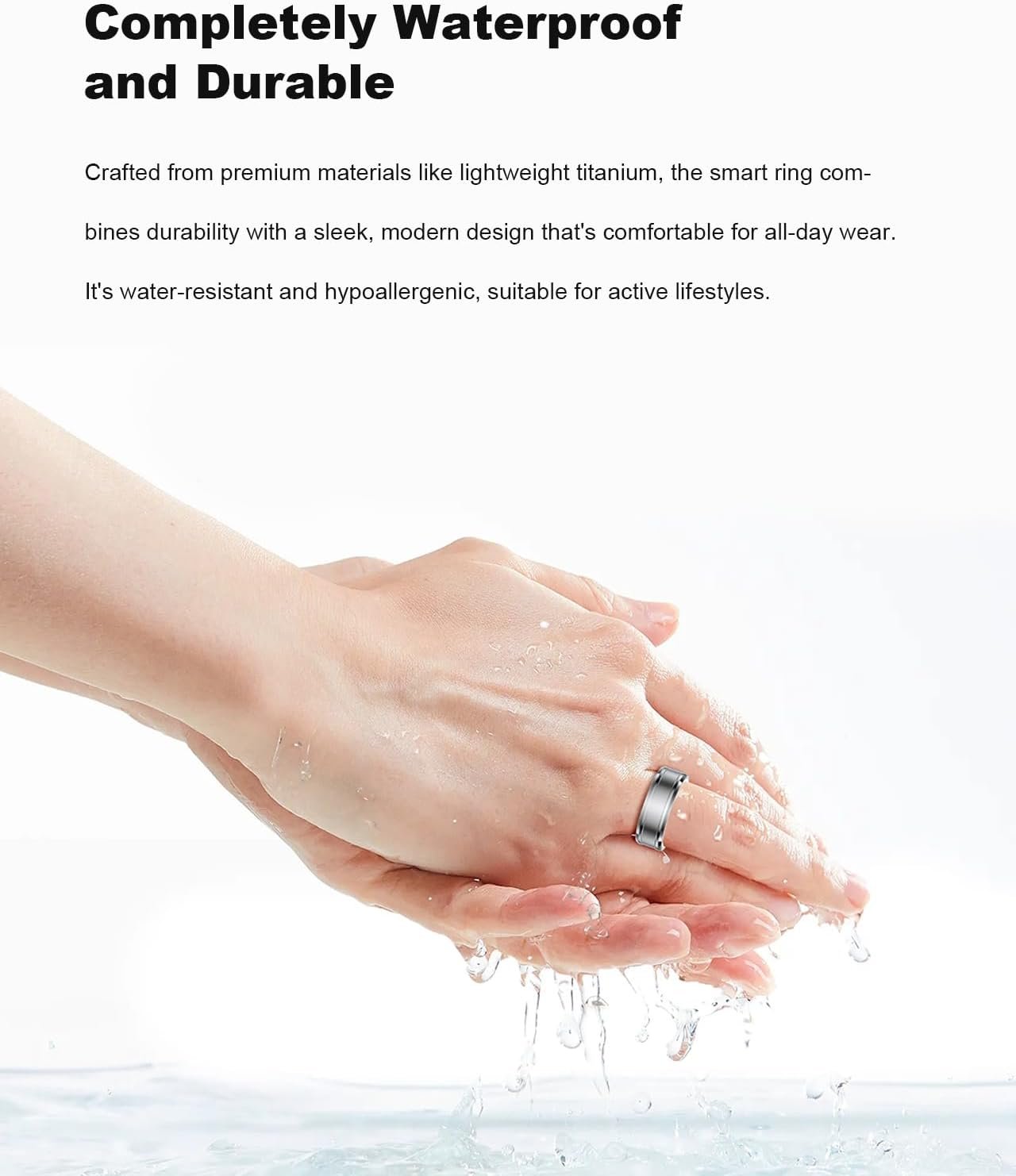 feifuns Smart Ring, Wearable Fitness Tracker with Multiple Sport Modes, Sleep Tracking - Heart Rate - Blood Oxygen - Temperature Trends - IP68 Waterproof (Silver, 9#) (Gold, 9#) - Image 8