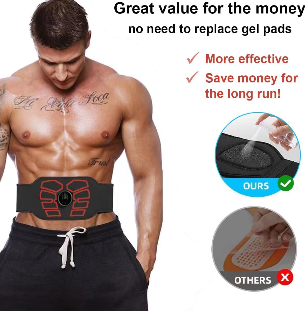 EMS Muscle Stimulator, ABS Stimulator, Abdominal Toning Belt Home Office Fitness Workout Equipment for Abdomen - Image 5