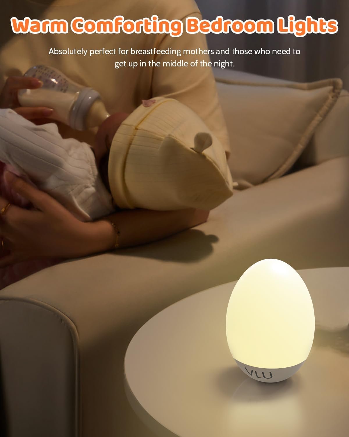 VLU Night Light for Kids, LED Night Light, Dimmable & Rechargeable Night Light with Multi-Color & Tumbler, Egg Night Light for Baby Nursery & Breastfeeding, Eye Caring - Image 6