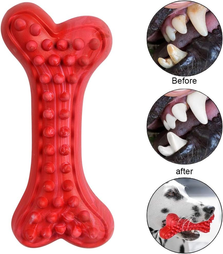 German Shepherd Dog Chew Toys for Aggressive Chewers,Indestructible Beef Flavored Tough Durable Dog Bone Toy Natural Rubber Teeth Cleaning Chews for Large/Medium Dogs - Image 4