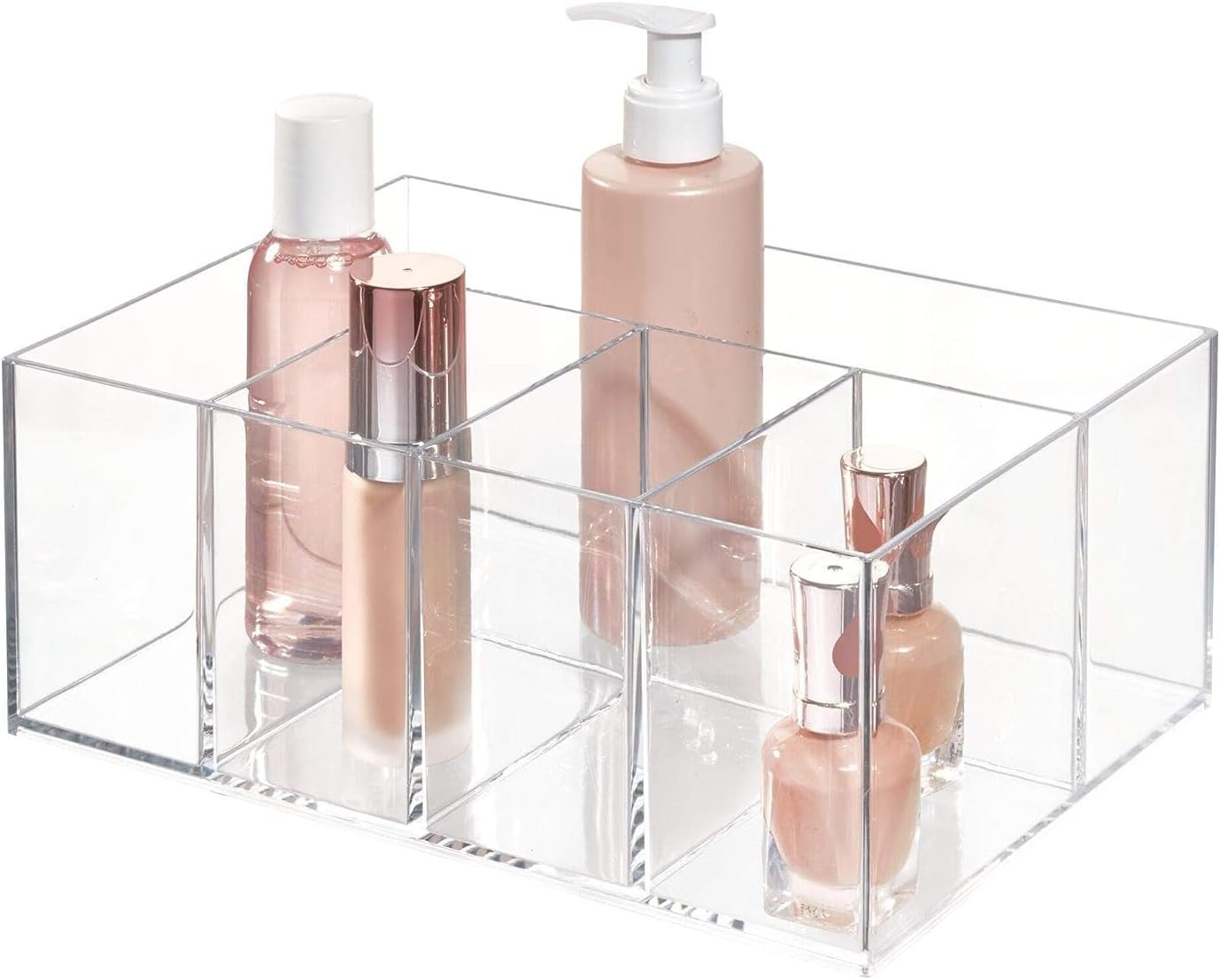 iDesign 5 Compartment Plastic Bathroom Storage Organizer, The Clarity Collection – 9.88” x 6.88” x 4”, Clear - Image 2