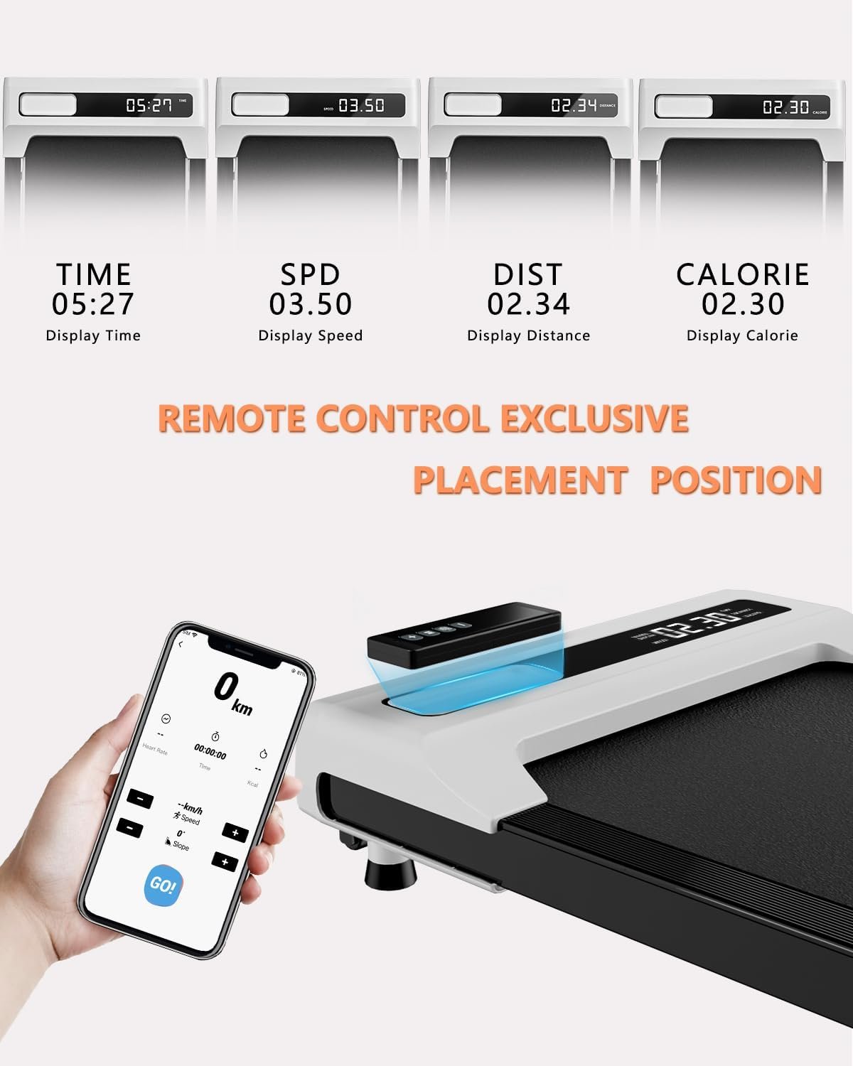 Walking Pad 2 in 1 for Walking and Jogging, Under Desk Treadmill for Home Office with Remote Control, Portable Walking Pad Treadmill Under Desk, Desk Treadmill in LED Display - Image 4
