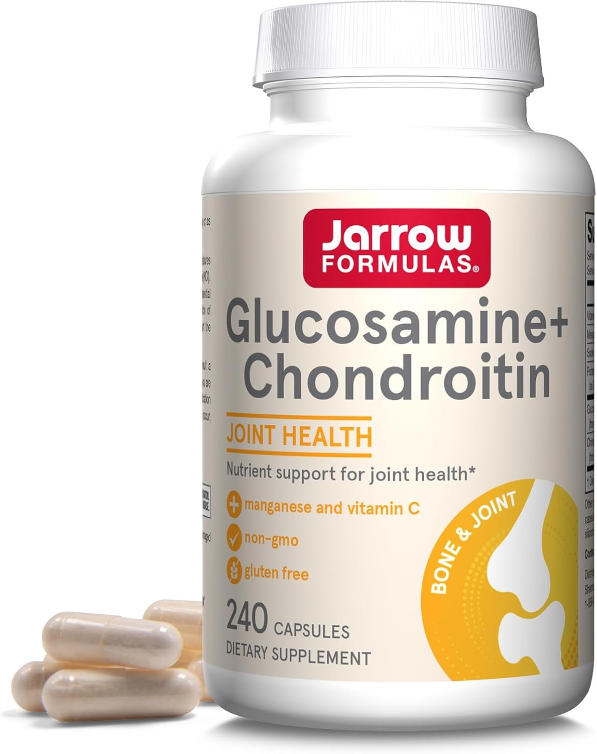 Jarrow Formulas Glucosamine + Chondroitin - 240 Capsules - Nutrient Support - Dietary Supplement for Joint Health - With Vitamin C & Manganese - 60 Servings - Image 2