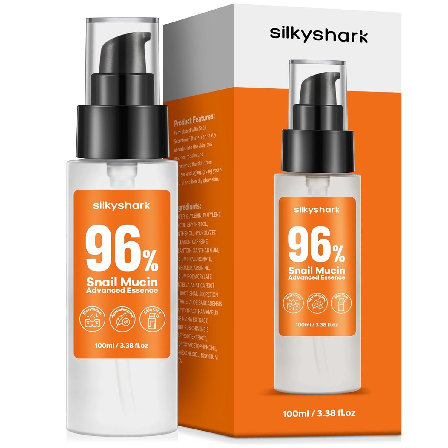 96% Snail Mucin Serum (3.38 Fl Oz), Snail Secretion Filtrate Power Essence, Facial Skin Care Products with Snail Mucin, Hydrated and Youthful Skin - Image 2