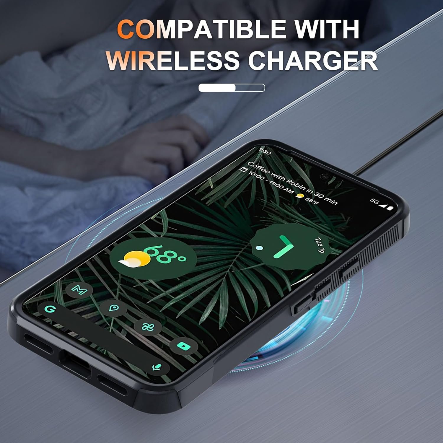 RMOCR Case for Google Pixel 8A, Full Body Heavy Duty Rugged Shockproof Protective Phone Cover with Lanyard Strap, Tempered Glass Screen Protector and Camera Lens Cover, Black Matte - Image 8