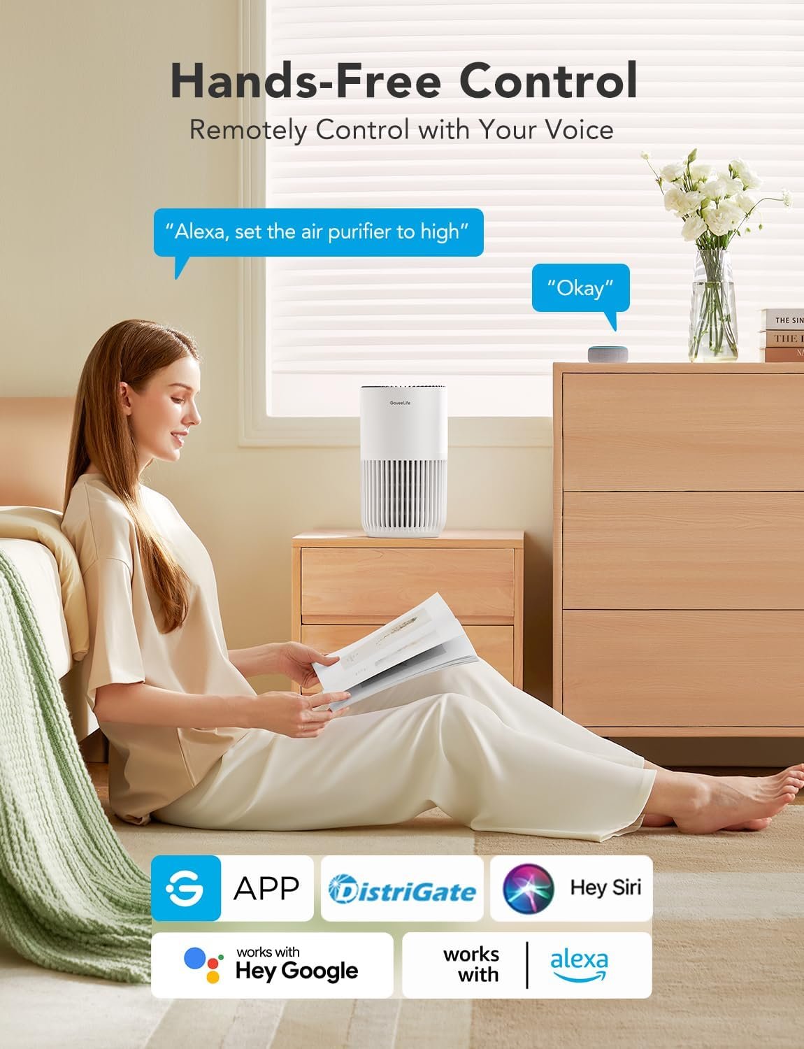GoveeLife Smart Air Purifier for Home Large Room Up to 1524 sq.ft.with Washable Filter, Integrated PM 2.5 Air Quality Sensor,WiFi Bundle with GoveeLife Mini Air Purifier for Bedroom - Image 9