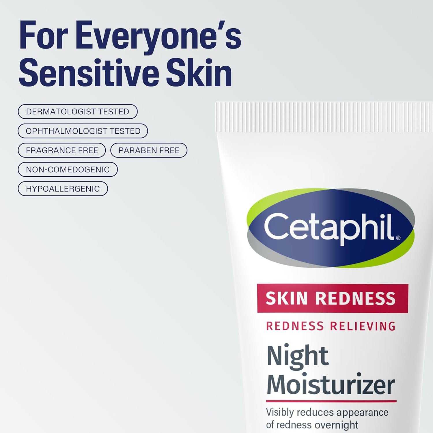 CETAPHIL Night Cream, Redness Relieving Night Moisturizer for Face, 1.7 fl oz, For Dry, Redness-Prone Skin, Hypoallergenic, Fragrance Free - Image 8