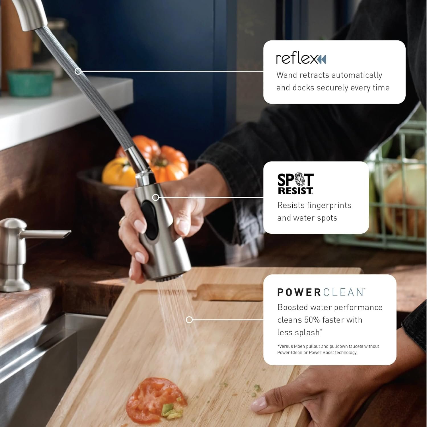Moen Sleek Spot Resist Stainless Motionsense Wave Sensor Touchless One-Handle High Arc Pulldown Modern Kitchen Faucet Featuring Power Clean, 7864EWSRS - Image 5
