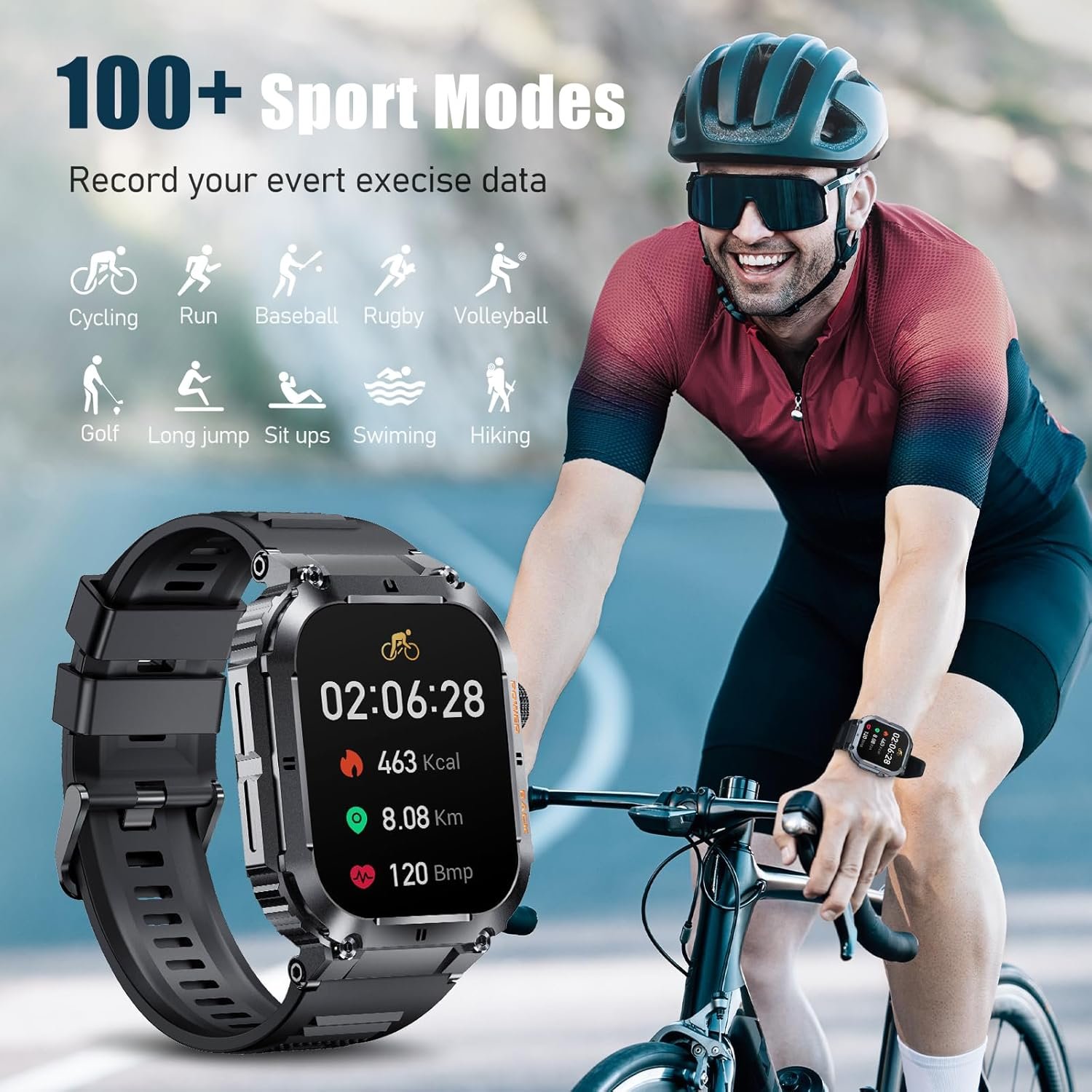 Smart Watch,2" Display(Call Receive/Dial),50M Waterproof Fitness Tracker,100+ Sports Modes Rugged Military Smartwatch for Android iPhone,70 Days Battery Life Sleep Monitor - Image 4