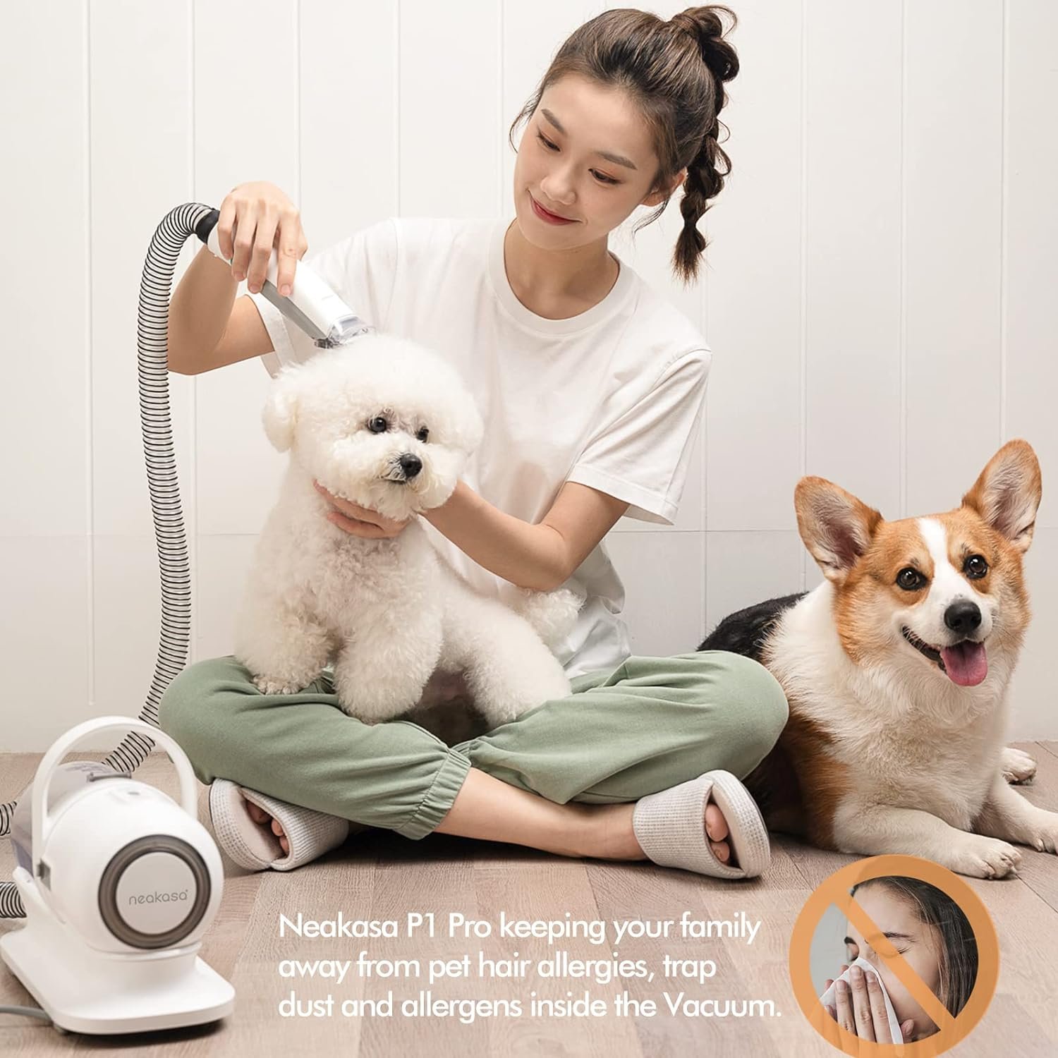 neabot Neakasa P1 Pro Pet Grooming Kit & Vacuum Suction 99% Pet Hair, Professional Clippers with 5 Proven Grooming Tools for Dogs Cats and Other Animals - Image 7