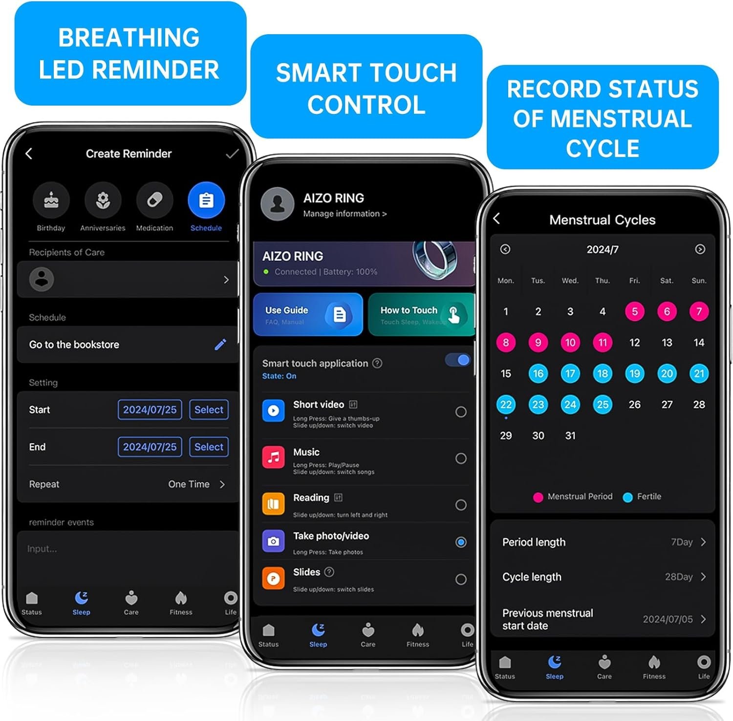 Smart Ring, Fitness Ring Tracker, Health Monitoring of Heart Rate, Blood Oxygen, Temp, Activity & Sleep Tracking with Smart Touch, LED Reminder, Smart Rings for Men Women with Battery Case - Image 6