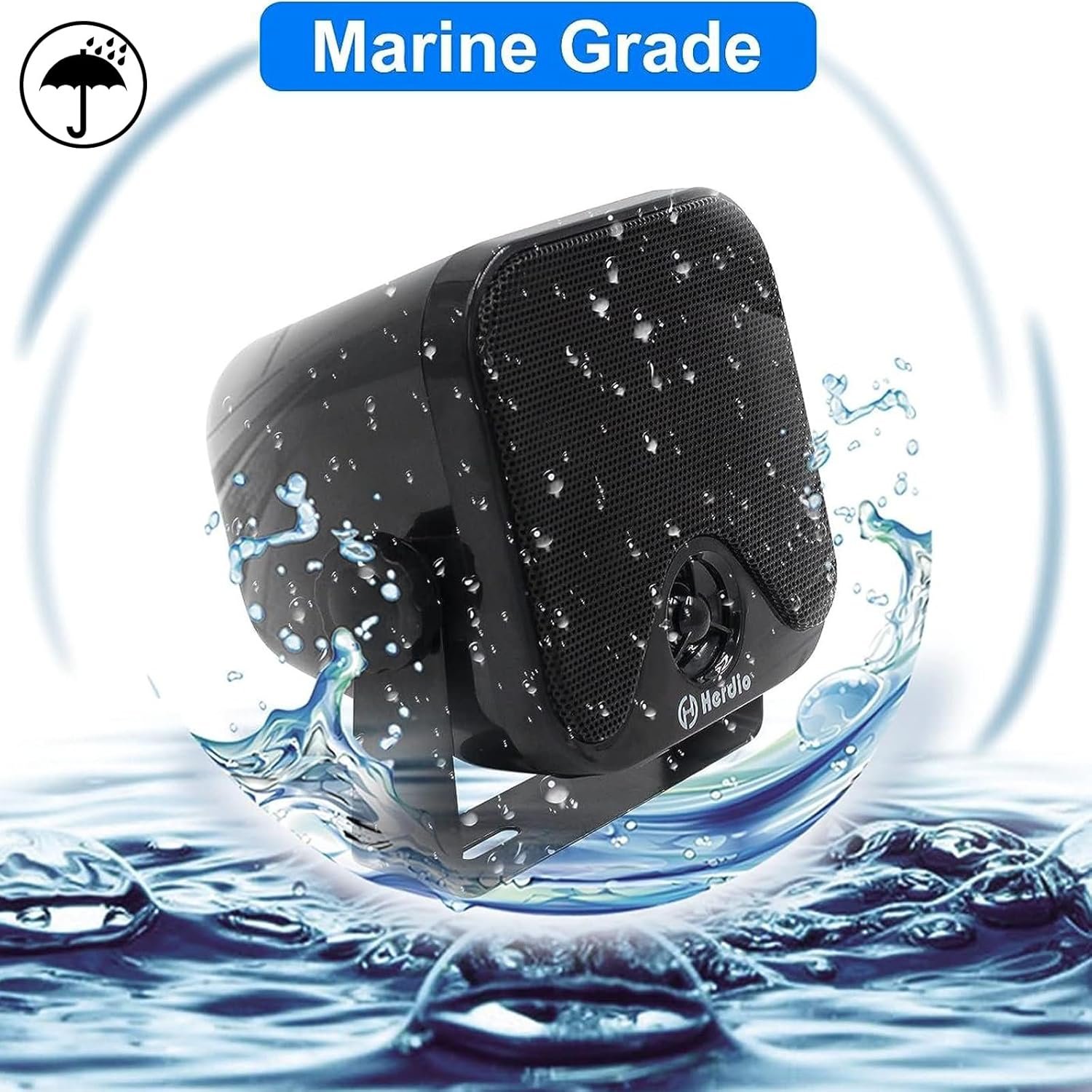 Herdio 4 Inches Heavy Duty Waterproof Boat Marine Bluetooth Speakers Surface Mounted for Camper Skid Steer ATV UTV RZR Golf Cart Tractor - Image 5