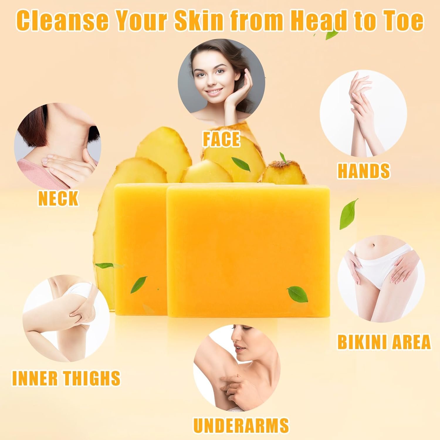 Turmeric Soap Bar Turmeric Clay Mask Turmeric Eye Cream Set of 3, Turmeric Facial Mask for Face with Kaolin Clay, Control Oil & Deep Cleansing, Natural Turmeric Soap for Acne, Blackheads & Smooth Skin - Image 4