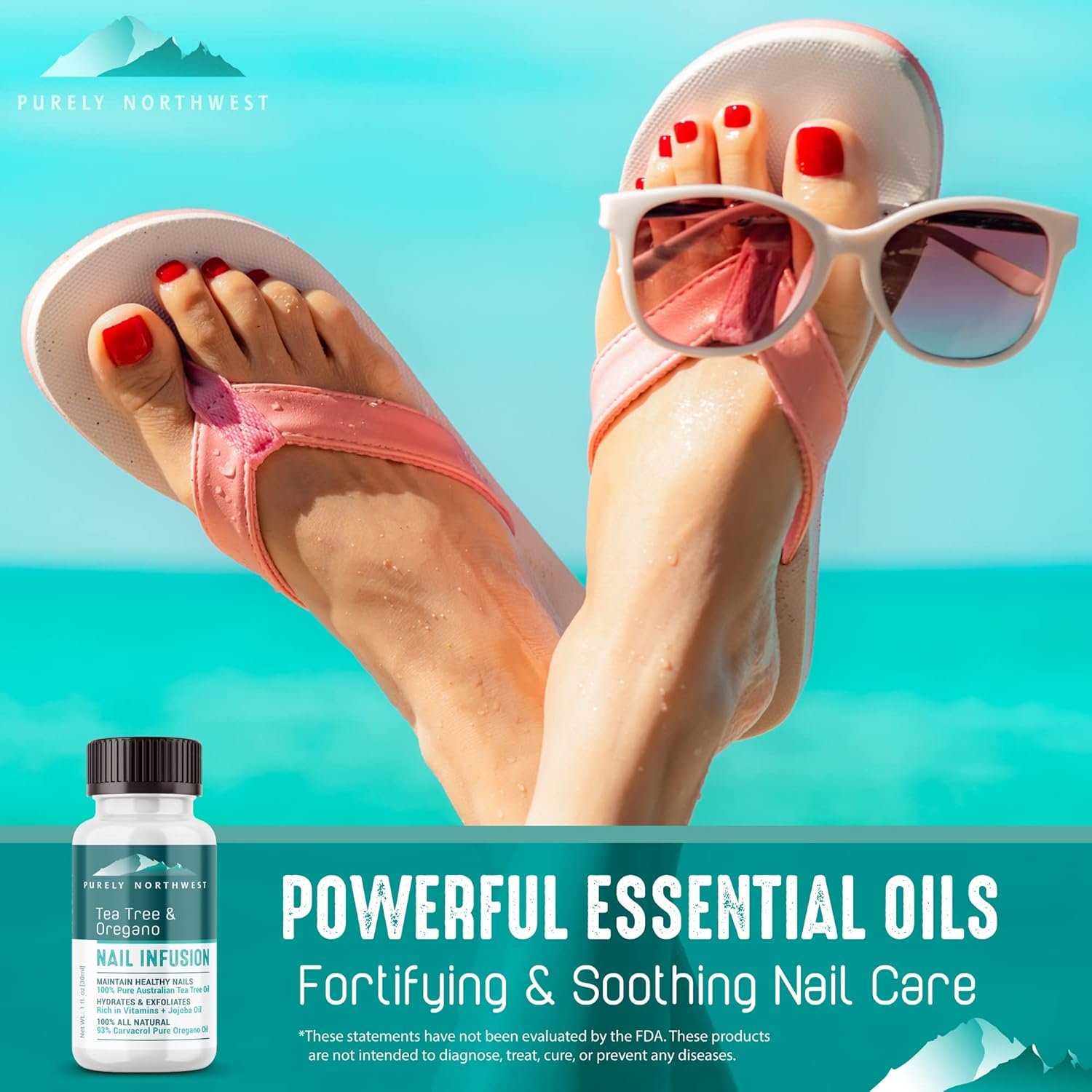 Extra Strength-Toenail Solution-100% All Natural-Tea Tree & Oregano-Effective for Thick, Discolored & Cracked Nails-Softens Dry Cracked Nails & Cuticles-by Purely Northwest 1oz - Image 7