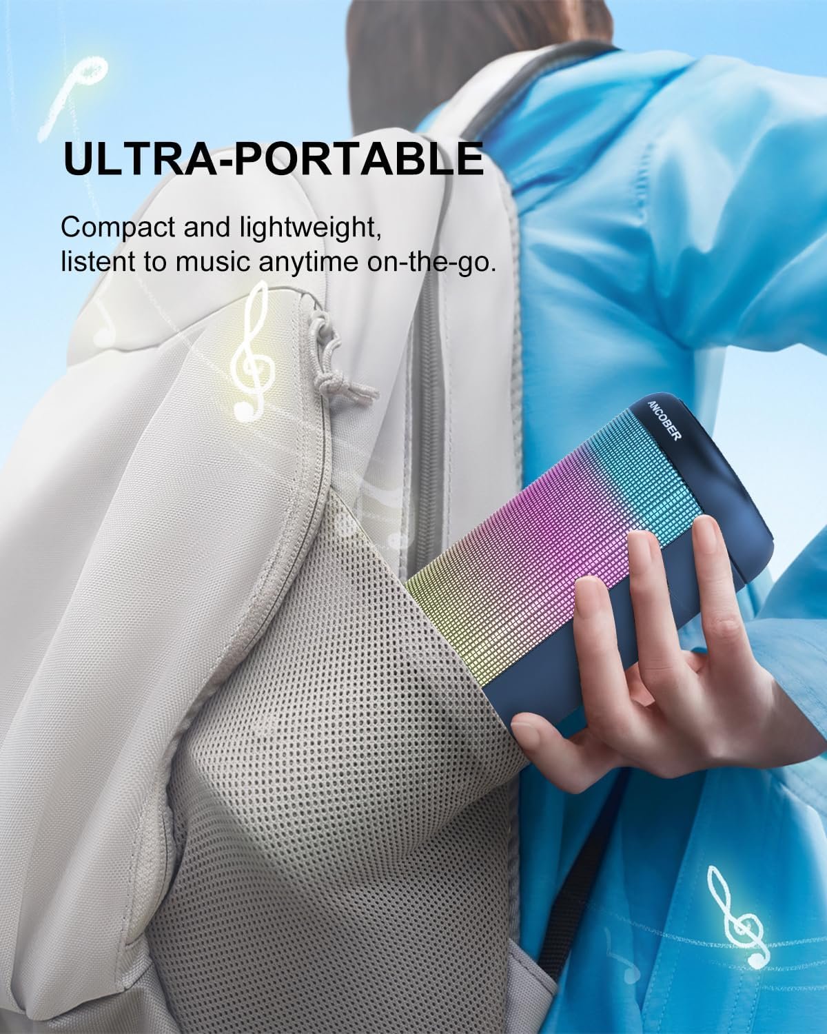 Bluetooth Speaker, Portable Wireless HD Stereo Sound with Cool Lights, IPX4 Waterproof, USB Rechargeable,TWS Pairing,for Party Outdoor Camping Travel Electronics Gadgets,Him Her Birthday Gifts - Image 6