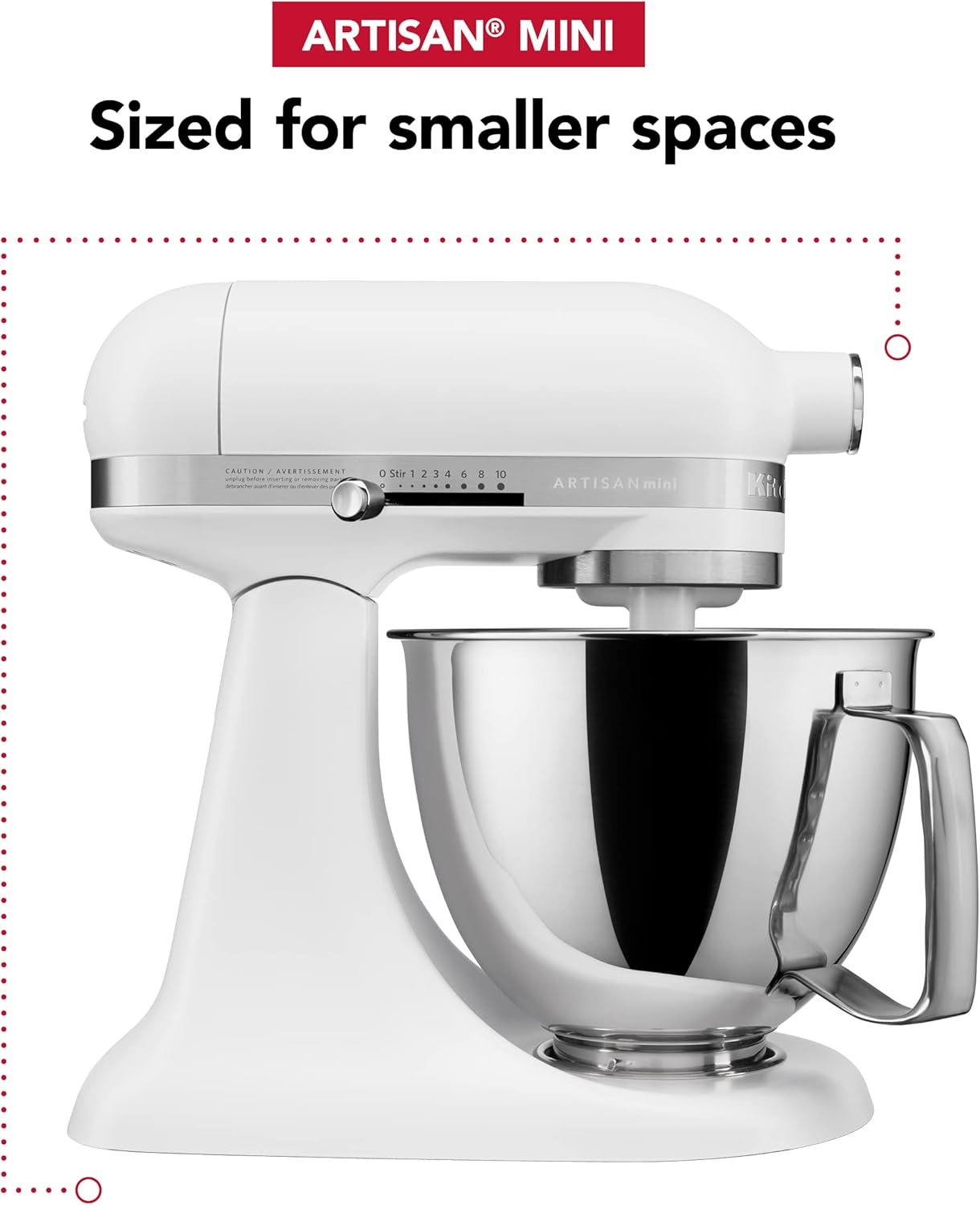 Kitchenaid Artisan Mini Plus 3.5-Qt. Tilt-Head Stand Mixer with Flex Edge Beater,Matte White - Image 7
