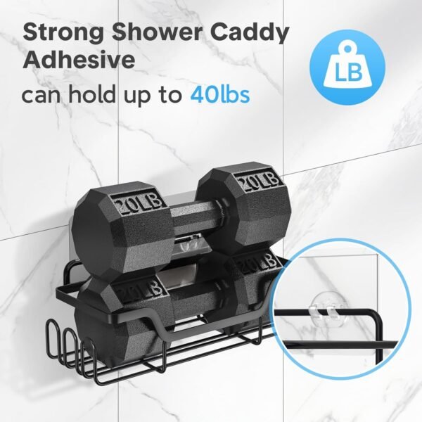 14 Pack Shower Caddy Adhesive Replacement, Transparent Strong Adhesive Hooks, No Drilling, Waterproof Wall Hooks for Shower Caddy, Bathroom Storage Shelves and Kitchen Racks - Image 4