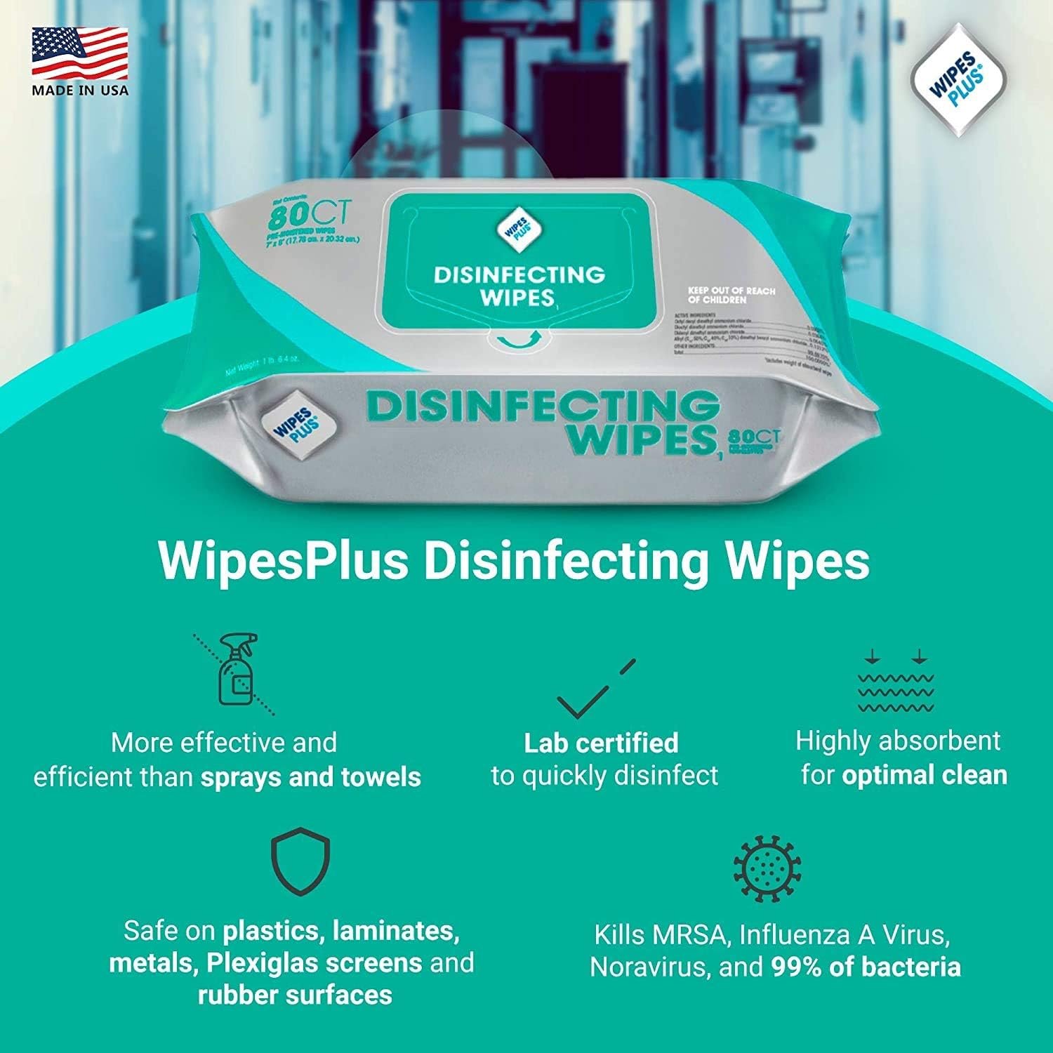 Disinfecting Wipes - Industrial Strength Sanitizing Wipes - Pack of 80 Disinfectant Wipes - Made in the USA - Image 3