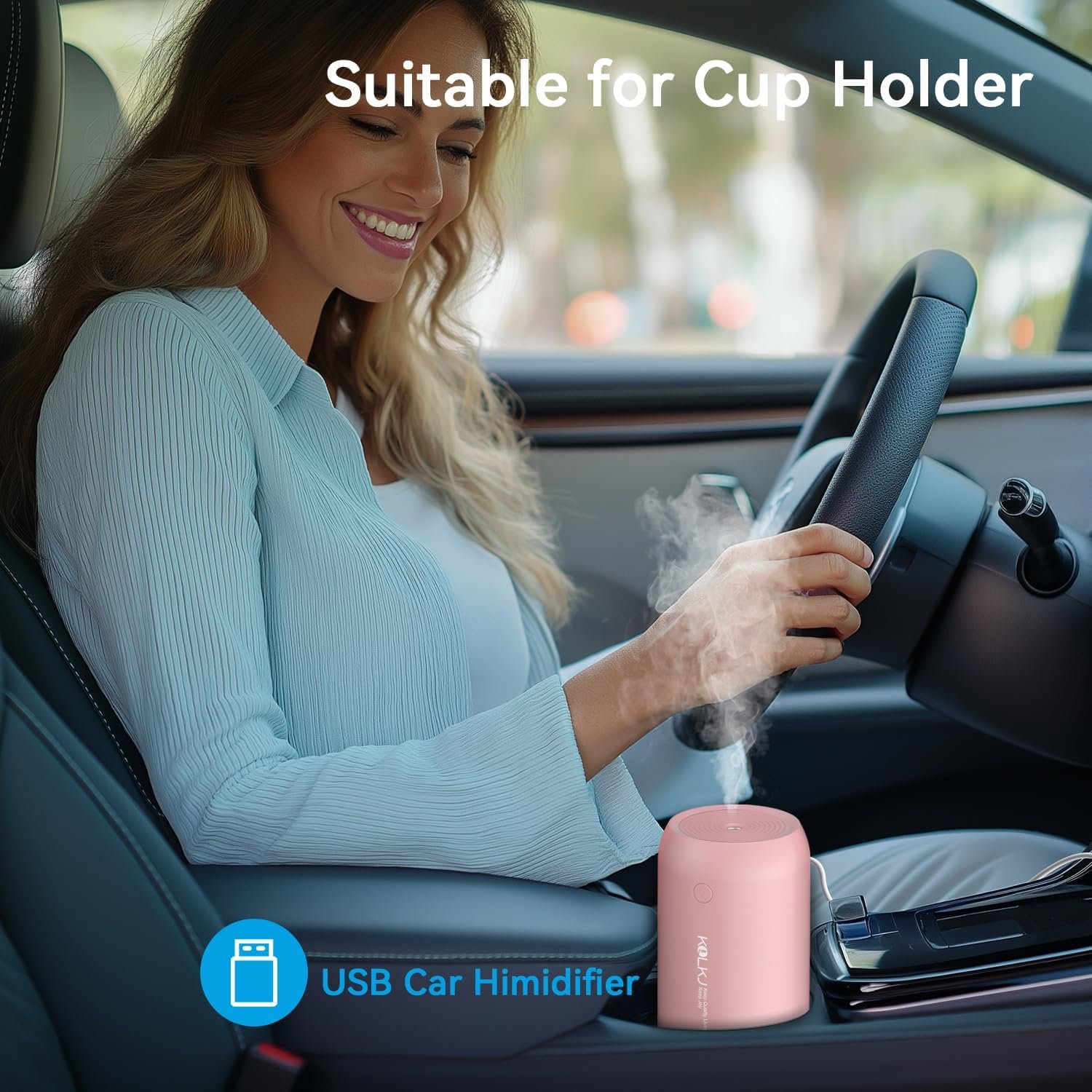 Portable Mini Humidifier, Small Cool Mist Humidifiers 350ml Quiet USB Personal Desktop Air Humidifier for Bedroom Home Plants Car Baby indoor Office with 2 Mist Modes Auto Shut-off(Pink) - Image 8