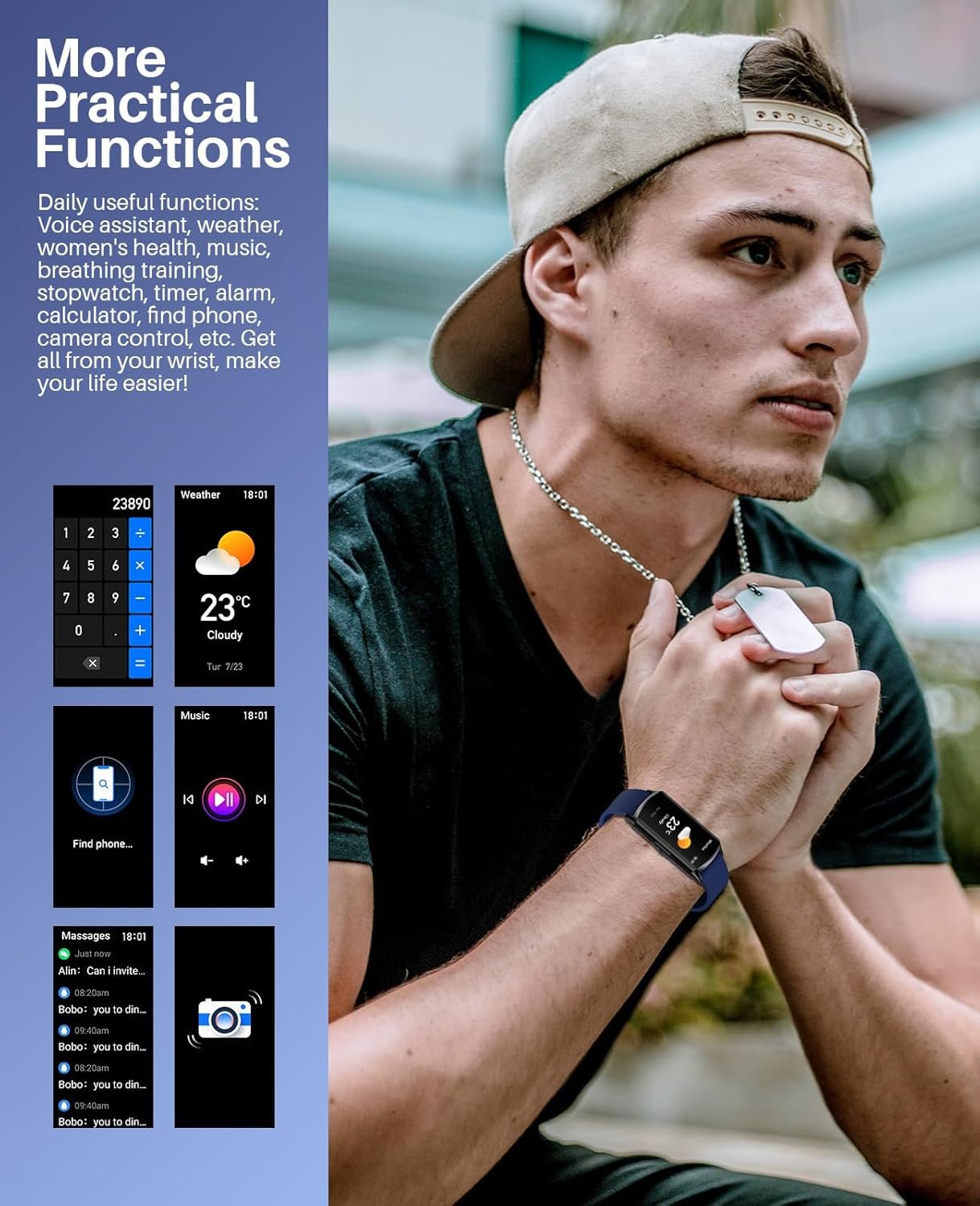 Smart Watch Fitness Tracker (Answer/Make Calls), 1.58" AMOLED Display, 24/7 Heart Rate Blood Oxygen Blood Pressure Sleep Monitor, 114+ Sports Modes Waterproof Smartwatch for Android iPhone Women Men - Image 8