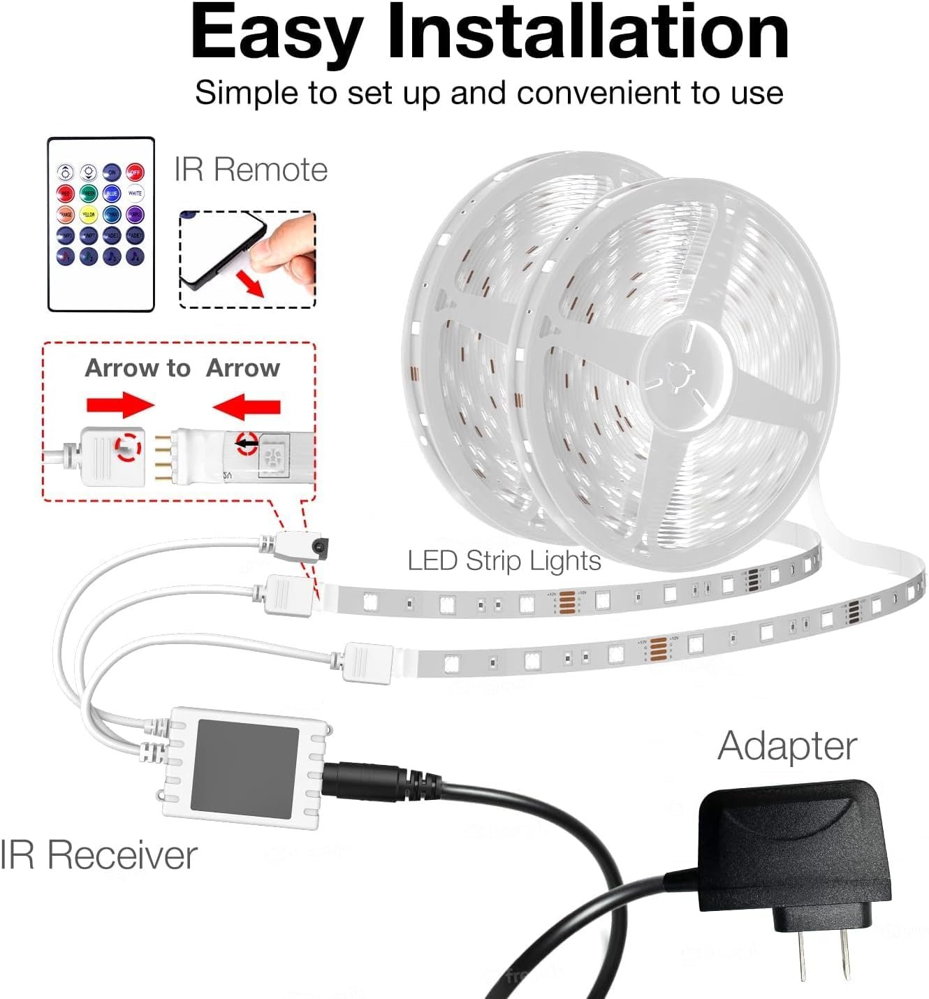 DAYBETTER 100 ft Smart WiFi Led Lights, Led Strip Lights Work with Alexa and Google Assistant, App Voice Remote Control Music Sync Color Changing RGB Strip Lighting for Bedroom Room Decor, 50 ft *2 - Image 8