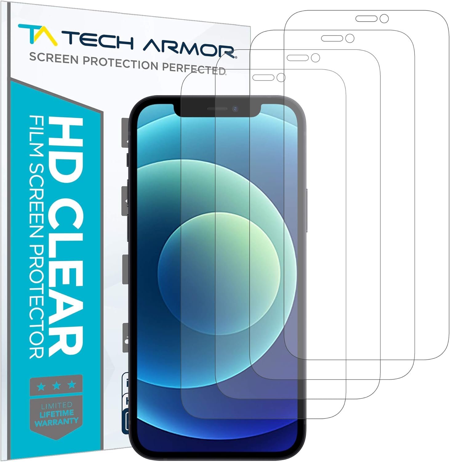 Tech Armor Screen Protector for iPhone 6.1 inch - HD Clear Film, Ultimate Display Protection, Crystal Clear Clarity, Easy Installation, Premium Quality, 4 Pack (iPhone 12 / iPhone 12 Pro-6.1 Inch) - Image 2