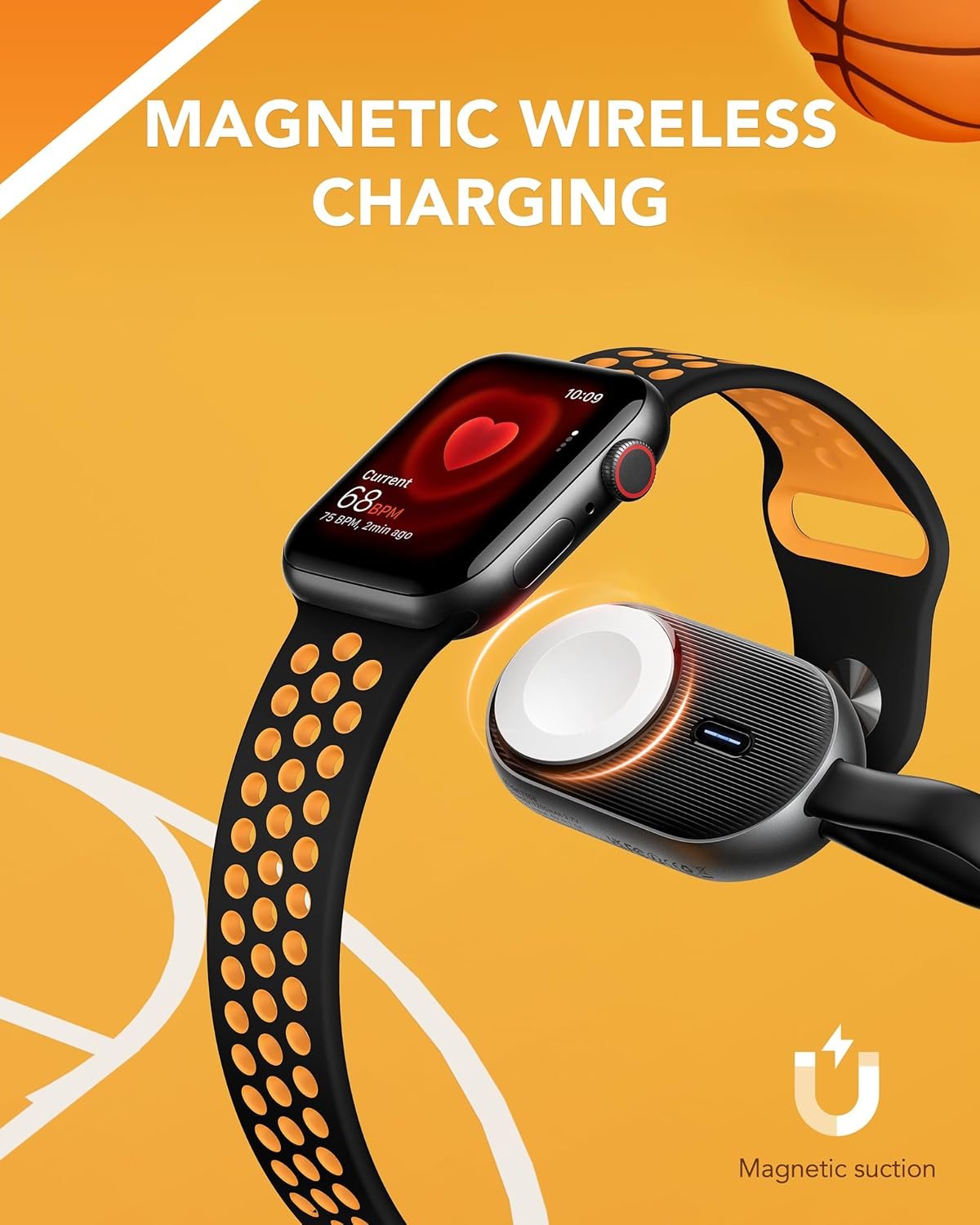 VRURC Portable Charger for Apple Watch, 1200mAh Portable Watch Charger,Magnetic Keychain Wireless Power Bank Watch Charger for iWatch Series 8/UItra/7/6/SE/5/4/3-Black - Image 3