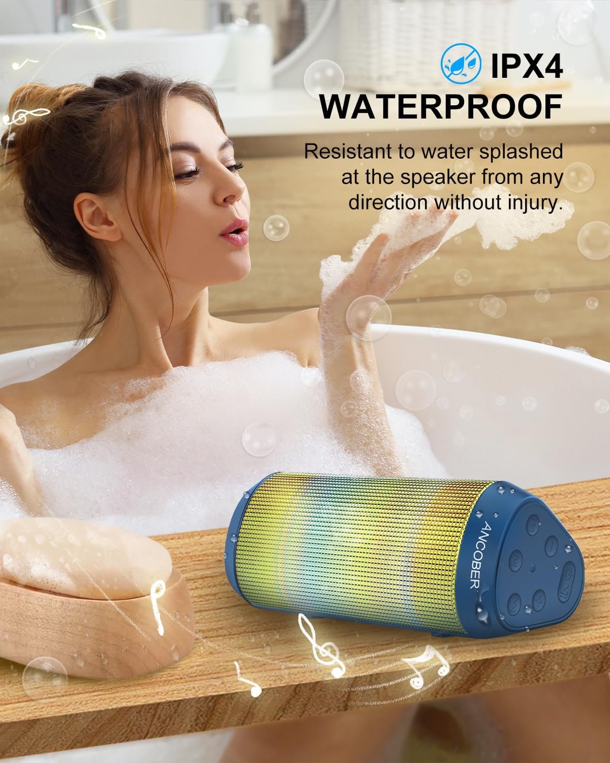 Bluetooth Speaker, Portable Wireless HD Stereo Sound with Cool Lights, IPX4 Waterproof, USB Rechargeable,TWS Pairing,for Party Outdoor Camping Travel Electronics Gadgets,Him Her Birthday Gifts - Image 7