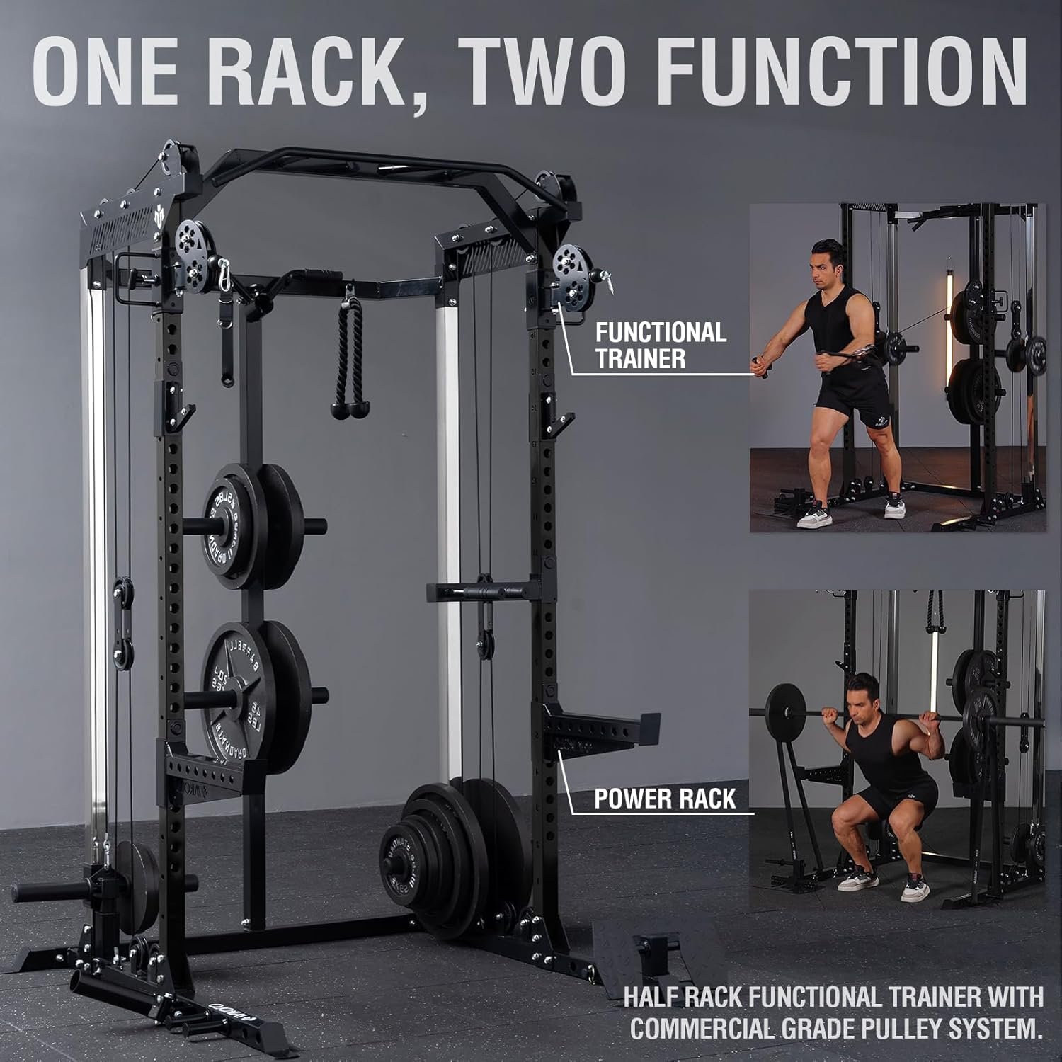 Mikolo Power Cage, 2000LB Squat Rack, Dual Pulley Cable Crossover System, Multi-function Free Weight Home Gym Workout Machine with Attachments - Image 6