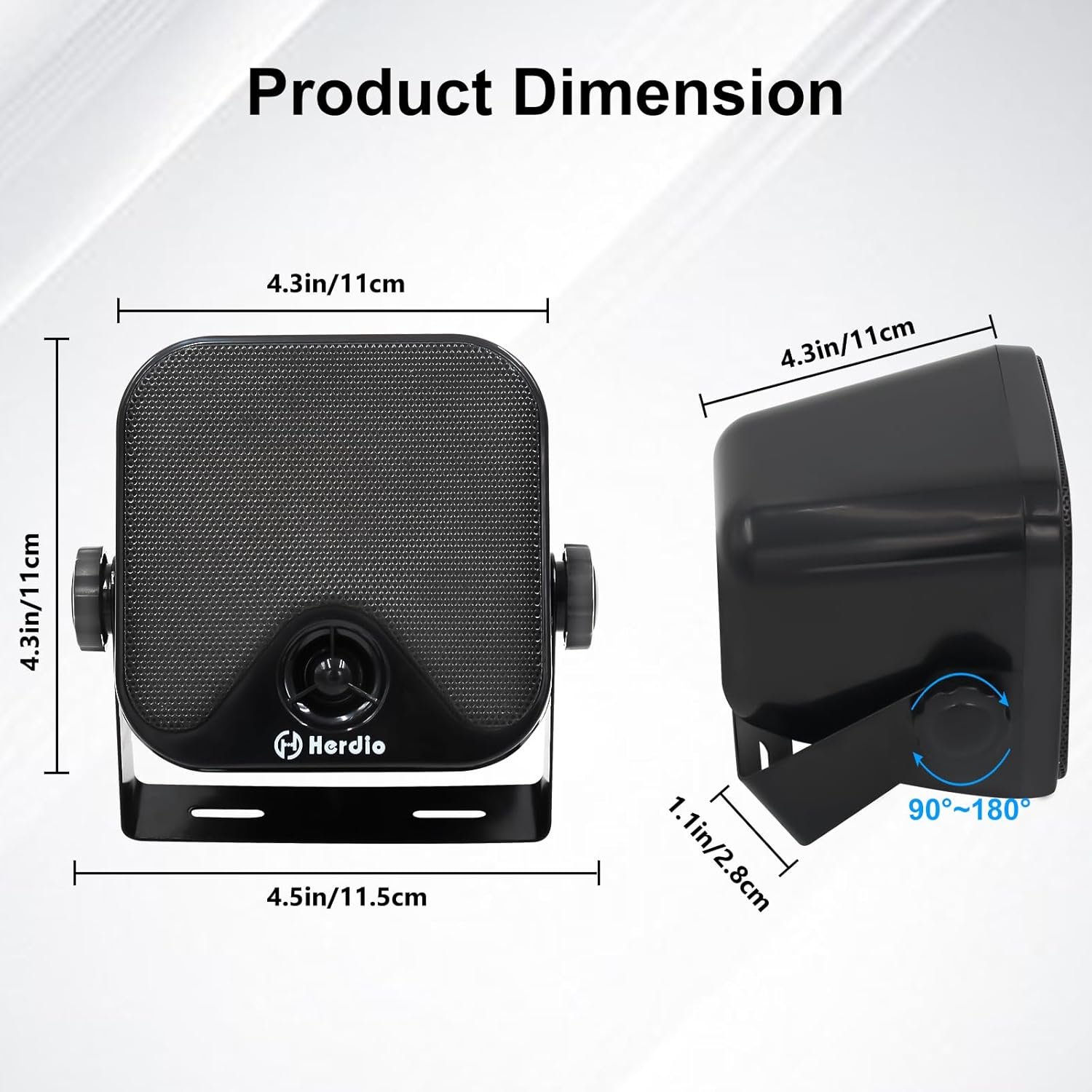 Herdio 4 Inch 240W Boat Marine Bluetooth Speakers Waterproof Outdoor Speakers for Golf Cart ATV UTV RZR Camper Tractor Boat Truck Jeep Courtyard Powersports,2 Pairs (Black) - Image 2